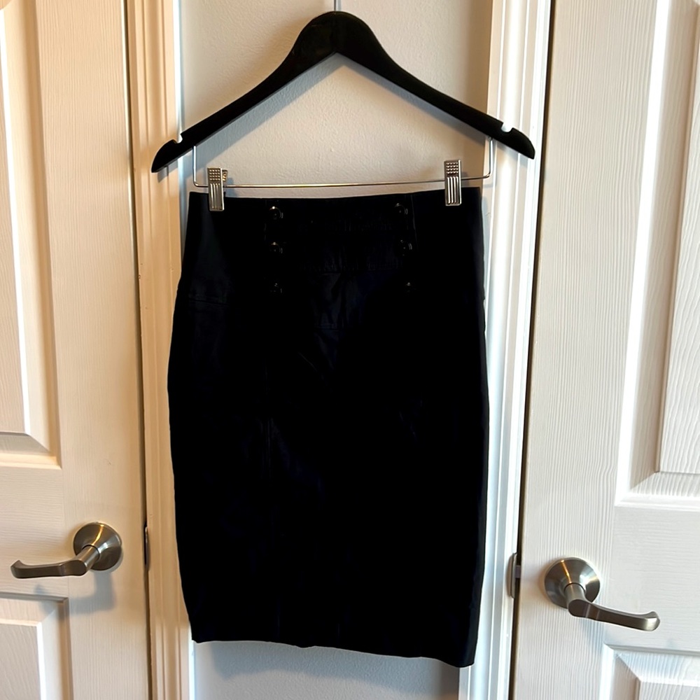Black, stretchy, pencil-skirt